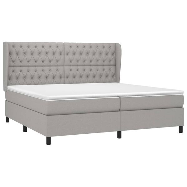 vidaXL Cama box spring con colch&oacute;n tela gris claro 200x200 cm