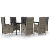 vidaXL Set comedor jard&iacute;n 7 pzas y cojines rat&aacute;n sint&eacute;tico negro gris