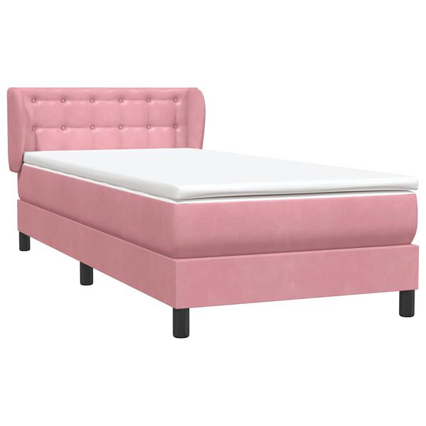 vidaXL Cama box spring con colch&oacute;n terciopelo rosa 80x220 cm