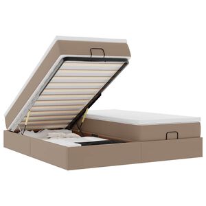 vidaXL Estructura cama otomana colchones cappucino cuero sint&eacute;tico