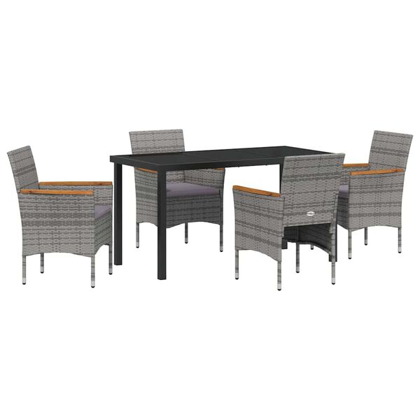 vidaXL Conjunto de Comedor de Jard&iacute;n 5 pcs Gris rat&aacute;n sint&eacute;tico