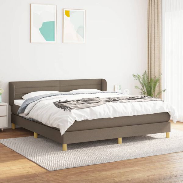 vidaXL Cama box spring con colch&oacute;n tela gris taupe 160x200 cm