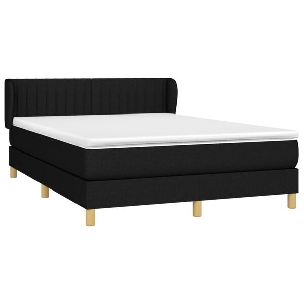 vidaXL Cama box spring con colch&oacute;n tela negro 140x190 cm