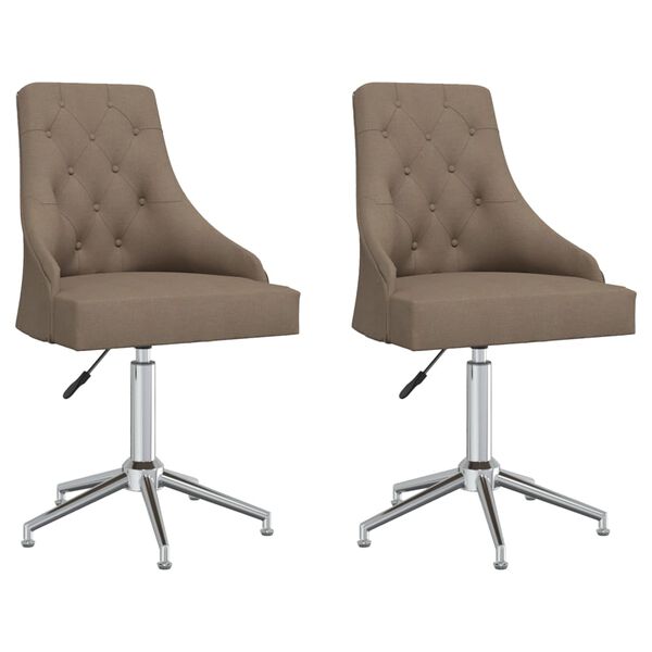 vidaXL Sillas de comedor giratorias 2 unidades tela gris taup&eacute;