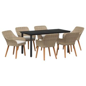 vidaXL Conjunto de Comedor de Jardín 7 pcs Beige ratán sintético