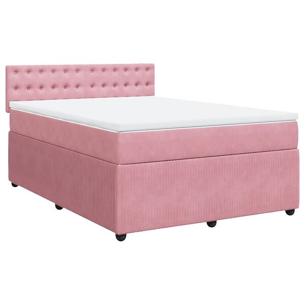 vidaXL Cama box spring con colch&oacute;n terciopelo rosa 160x200 cm