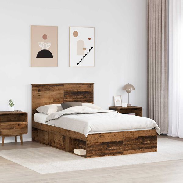 vidaXL Estructura de cama con cabecera Madera vieja 120 x 190 cm