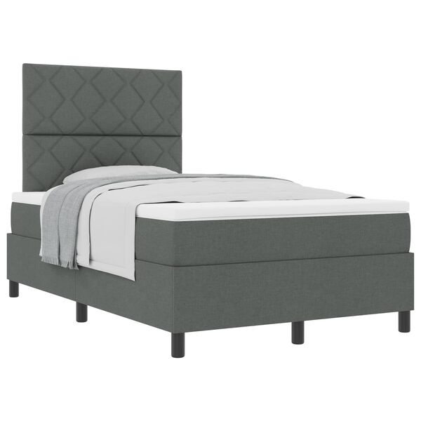 vidaXL Cama tipo Box Spring con colch&oacute;n Gris oscuro 120 x 190 cm tela