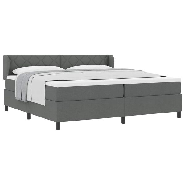 vidaXL Cama tipo Box Spring con colch&oacute;n Gris oscuro 200 x 200 cm tela