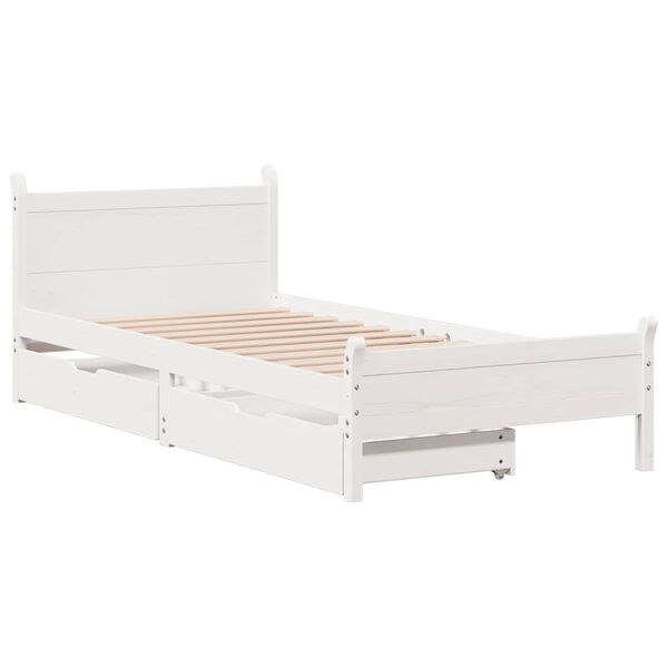 vidaXL Estructura de cama sin colch&oacute;n madera maciza blanca 90x190 cm