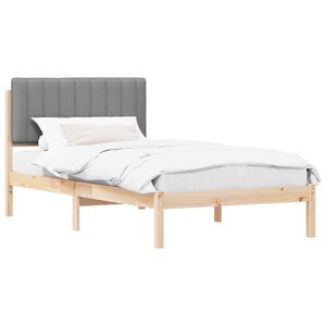 vidaXL Estructura de Cama con Cabecera Tapizada Gris Claro