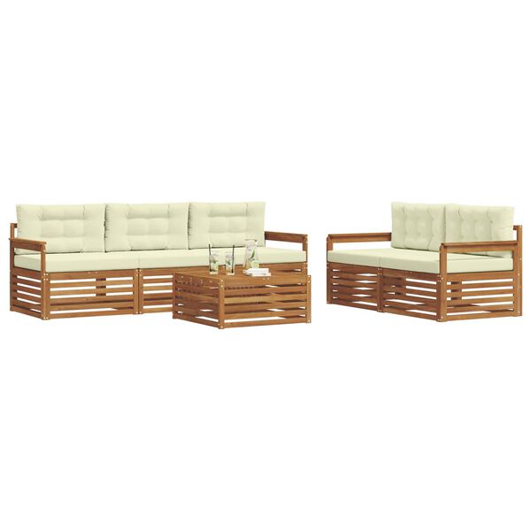 vidaXL Conjunto de sof&aacute;s de exterior con coj&iacute;n 6 pcs Natural y Crema