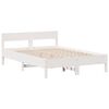vidaXL Cama con estanter&iacute;a sin colch&oacute;n madera maciza blanca 135x190 cm