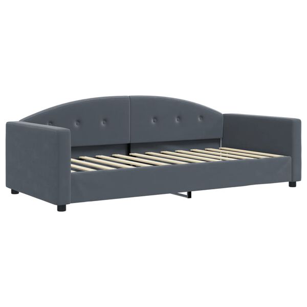 vidaXL Sof&aacute; cama nido con colch&oacute;n terciopelo gris oscuro 90x200 cm