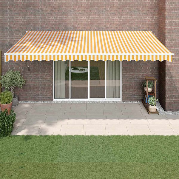 vidaXL Toldo retr&aacute;ctil autom&aacute;tico amarillo y blanco 5x3 m