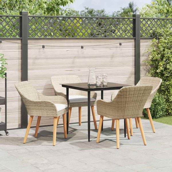 vidaXL Conjunto de Comedor de Jard&iacute;n 5 pcs Beige rat&aacute;n sint&eacute;tico