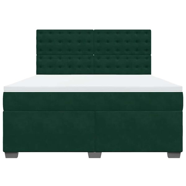 vidaXL Cama box spring con colch&oacute;n terciopelo verde oscuro 180x200 cm