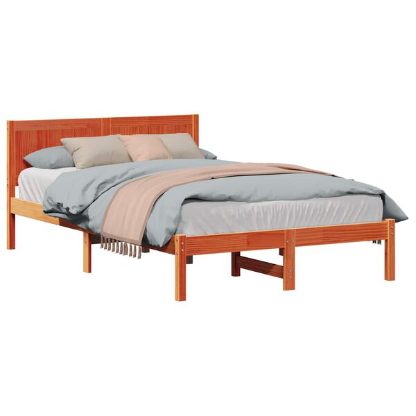 vidaXL Estructura de cama Marr&oacute;n 135 x 190 cm Madera maciza de Pino