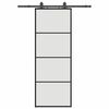 vidaXL Puerta corredera con juego herrajes negro 76x205 cm ESG vidrio