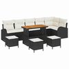 vidaXL Conjunto de sof&aacute;s de jard&iacute;n 10 uds. Negro rat&aacute;n sint&eacute;tico
