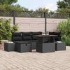 vidaXL Conjunto de sof&aacute; de jard&iacute;n 7 pcs Negro rat&aacute;n sint&eacute;tico