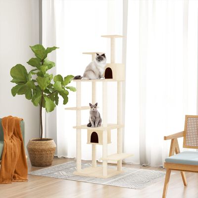 vidaXL Rascador para gatos con postes de sisal crema 176 cm