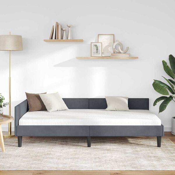 vidaXL Estructura de cama en esquina Gris oscuro 90 cm x 190 cm