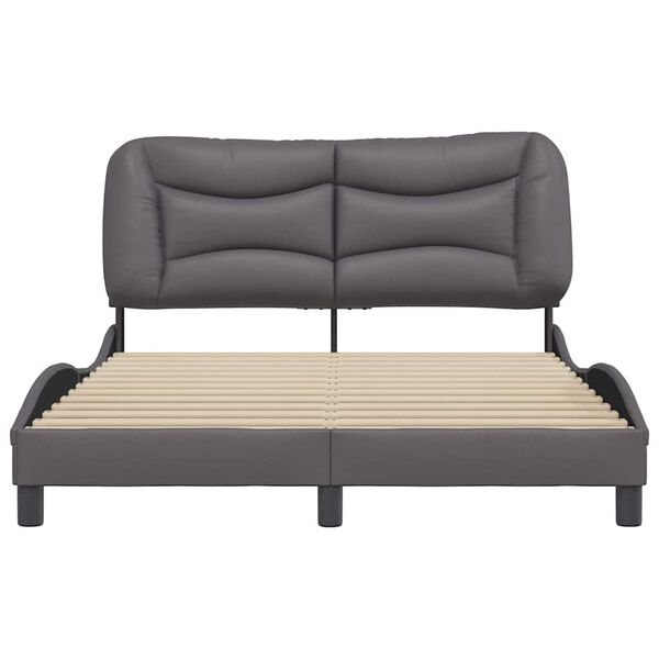 vidaXL Estructura de cama sin colch&oacute;n Hvar cuero sint&eacute;tico gris 140x190 cm
