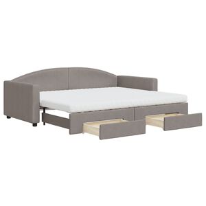 vidaXL Sof&aacute; cama nido con cajones tela gris taupe 90x200 cm
