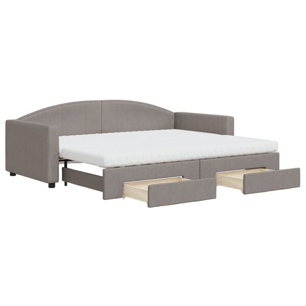 vidaXL Sof&aacute; cama nido con cajones tela gris taupe 90x200 cm