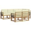 vidaXL Conjunto de sof&aacute;s de exterior 7 pcs Blanco y Crema Poli&eacute;ster