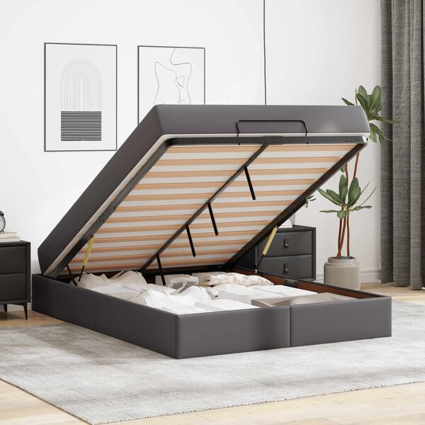 vidaXL Estructura de cama con colch&oacute;n con colch&oacute;n 2 pcs Gris PVC