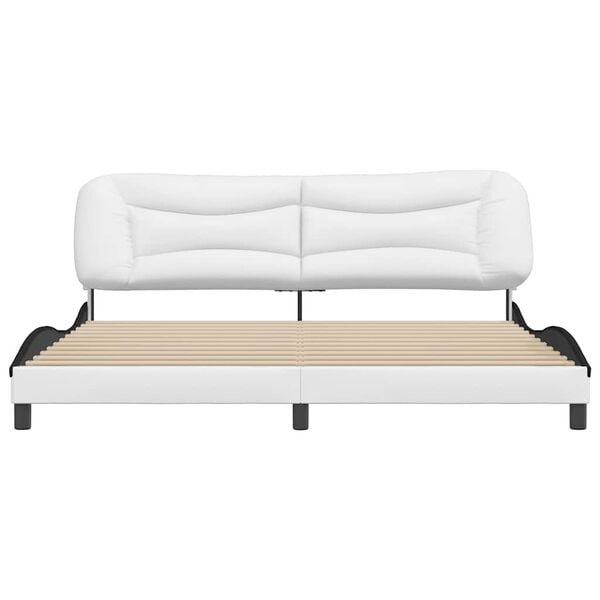 vidaXL Estructura de cama sin colch&oacute;n Hvar cuero sint&eacute;tico blanco negro 200x200 cm