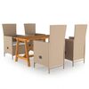 vidaXL Juego de comedor de jard&iacute;n 5 piezas beige