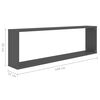 vidaXL Estantes cubo de pared 6 uds contrachapado gris 100x15x30 cm