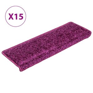 vidaXL Felpudos para escaleras 15 unidades 65x21x4 cm violeta borde rectangular