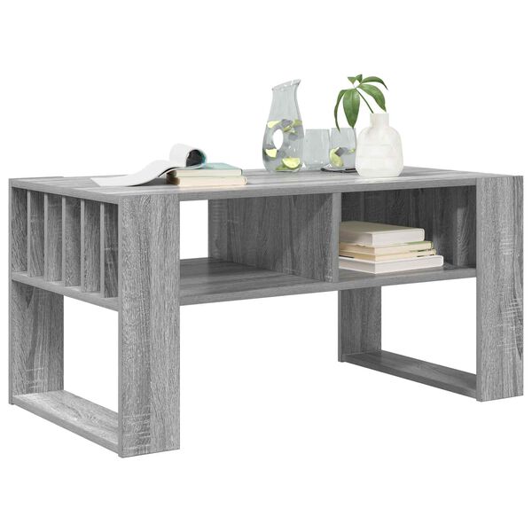 vidaXL Mesa de Caf&eacute; Gris Sonoma 92 x 49,5 x 45 cm Madera de ingenier&iacute;a