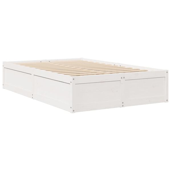 vidaXL Estructura de cama sin colch&oacute;n madera de pino blanca 120x200 cm