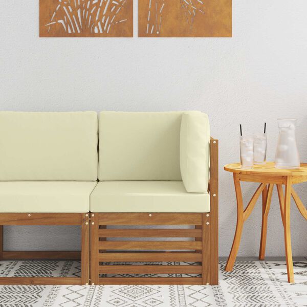 vidaXL Sof&aacute; de esquina para exteriores Madera de Acacia S&oacute;lida Natural