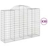 vidaXL Cestas gaviones 30 uds forma de arco hierro 200x50x140/160 cm