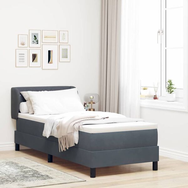 vidaXL Cama tipo Box Spring Gris oscuro 80 x 200 cm Terciopelo