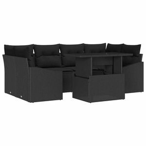 vidaXL Conjunto de sof&aacute; de jard&iacute;n 7 uds. Negro rat&aacute;n sint&eacute;tico