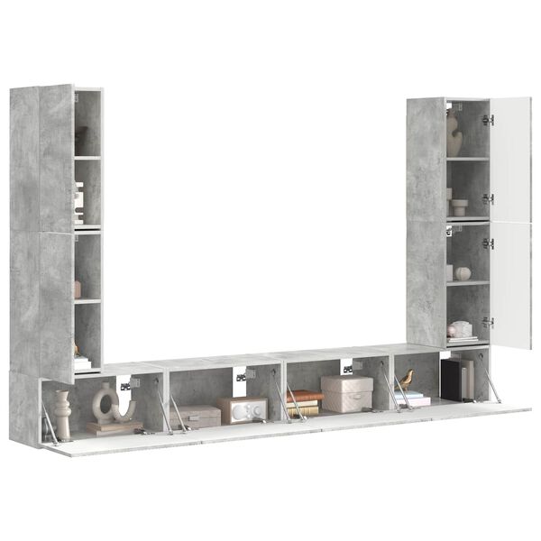 vidaXL Conjunto de mueble de TV 8 pcs Gris Concreto