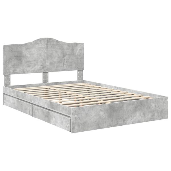 vidaXL Cama con almacenamiento con cabecera Gris Concreto 150 x 200 cm