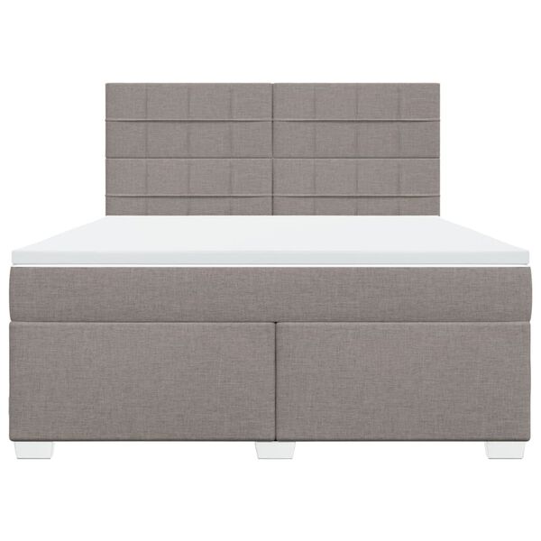 vidaXL Cama box spring con colch&oacute;n tela gris taupe 180x200 cm