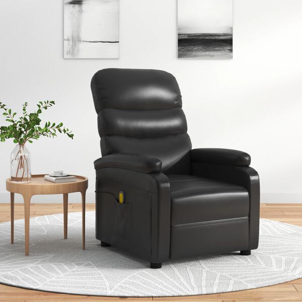 vidaXL Sill&oacute;n de masaje de cuero sint&eacute;tico negro
