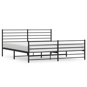 vidaXL Estructura cama sin colch&oacute;n con estribo metal negro 180x200 cm
