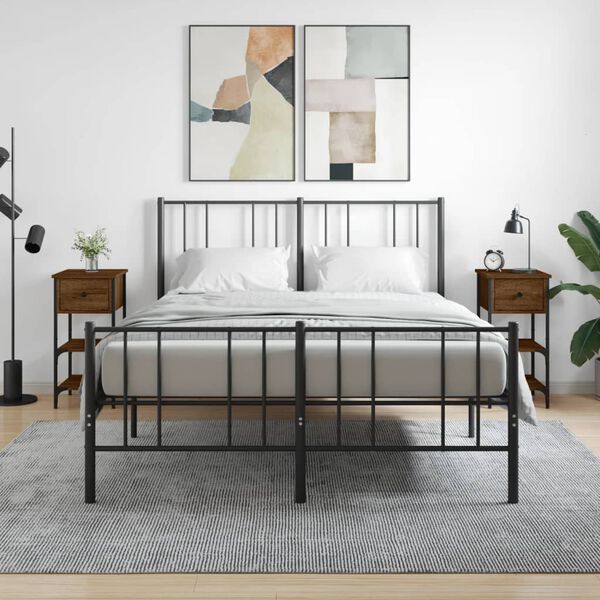 vidaXL Mesitas noche 2 uds madera ingenier&iacute;a marr&oacute;n roble 34x36x70 cm