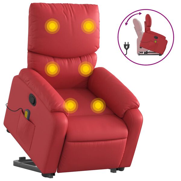vidaXL Sill&oacute;n reclinable de masaje de pie cuero artificial rojo