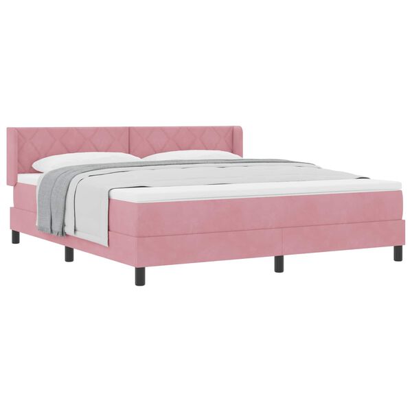 vidaXL Cama tipo Box Spring con colch&oacute;n Rosa 200 x 180 cm Poli&eacute;ster